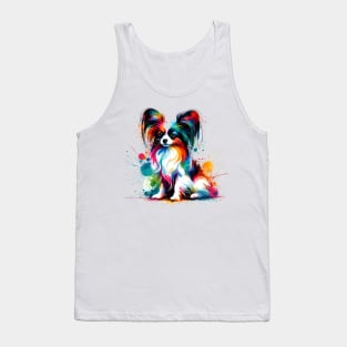 Vibrant Papillon in a Colorful Paint Splatter Tank Top